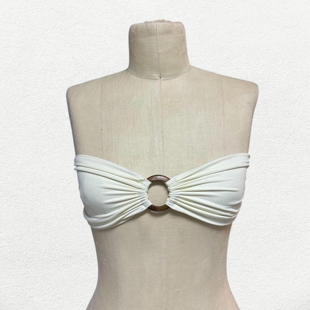 Noemi Nusa Bandeau Bikini Top in White with O Ring